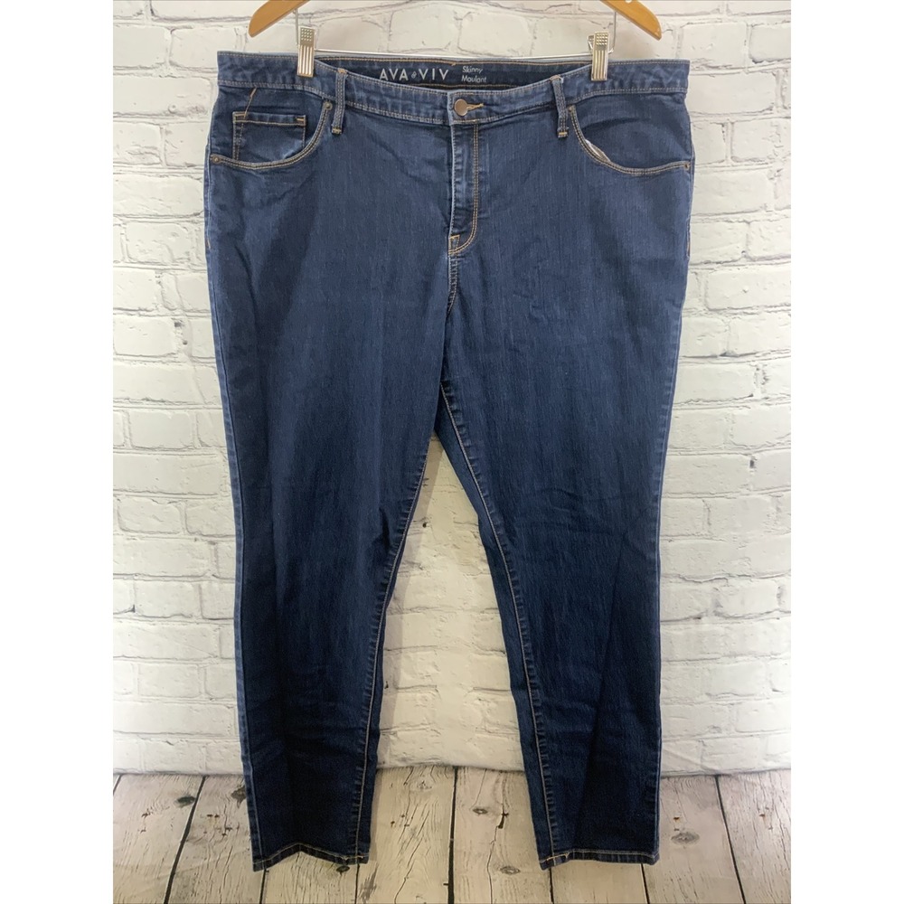 Ava & Viv Skinny Jeans Womens Sz 20W Dark Wash‎